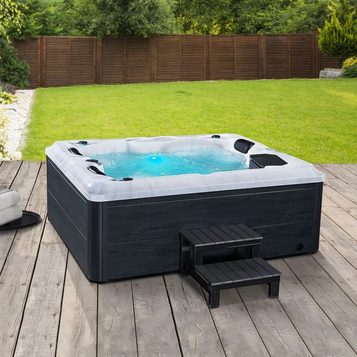 Artsauna Outdoor Whirlpool Oasis mit Treppe - Spa mit Massagedüsen, LED-Beleuchtung, 2 Filter, Abdeckung, Pumpe - Whirlpool winterfest & beheizbar – Bild 5