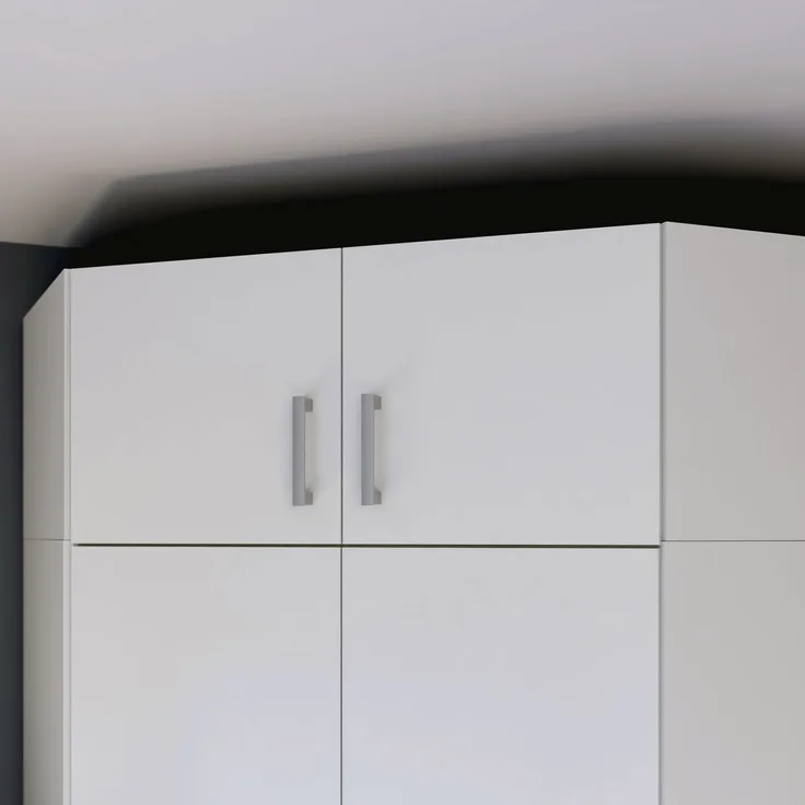 Forte ECONOBOX Schrankaufsatz 165, 2-türiger Drehtürenschrankaufsatz für Eckschrank, Holzwerkstoff, Weiß, 165,2 cm breit, 38,1 cm hoch, 54,2 cm tief