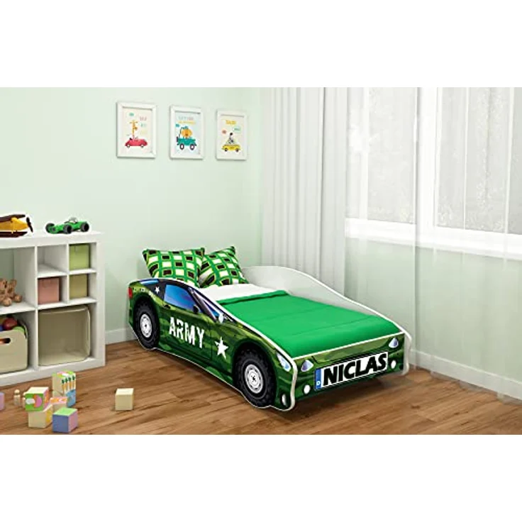 Kinderbett Autobett Auto Junior mit Lattenrost und Matratze 140x70 160x80 180x80 ACMA (160x80, 7 + Name) – Bild 3