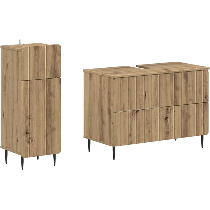 vidaXL 2-teiliges Badezimmer Schrank Set ZWOLLE Artisan-Eiche 3417683 – Bild 2