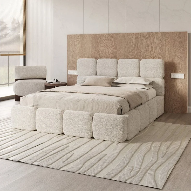 FDM Polsterbett CLOUDY Bettgestell Bett 140x200, 160x200, 180x200 cm Bestseller (verfügbar 140x200 160x200 180x200cm, Bettrahmen, Bett, mit großen gepolsterten Kopfteil, mit Bettkasten zum aufklappen), Hebbarer Metallrahmen, Bettkasten, ohne Matratze – Bild 5