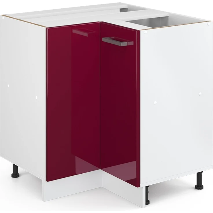 Küchenfront R-Line Rot Hochglanz 59.2 x 71.3 cm Möbelfront für den Eckunterschrank Vicco – Bild 5