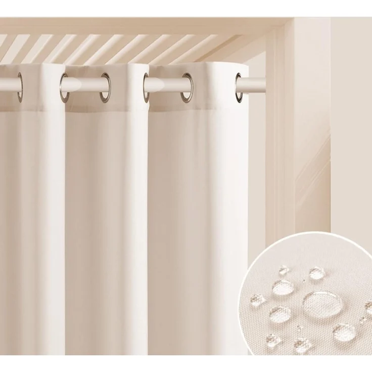 ROOM99 Outdoorvorhäng mit Ösen Garden Line 155x270 cm Breite x Höhe Outdoor Vorhang wetterfest Wasserdicht Sichtschutz Sonnenschutz Gardinen Garten Winddicht Helle Creme, 1 Stück – Bild 1