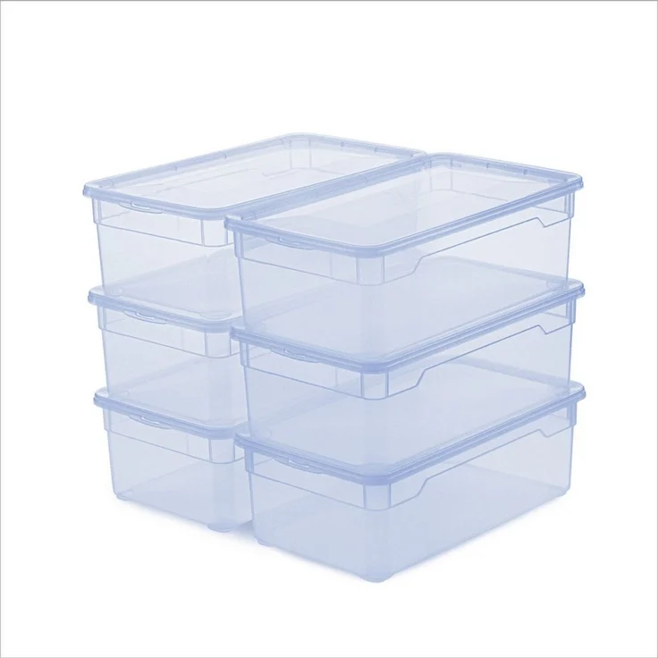 Rotho CLEAR Box 6er-Set Aufbewahrungsbox 5 l mit Deckel, platzsparend stapelbar 40 x 33,5 x 17 cm, transparent blau – Bild 1