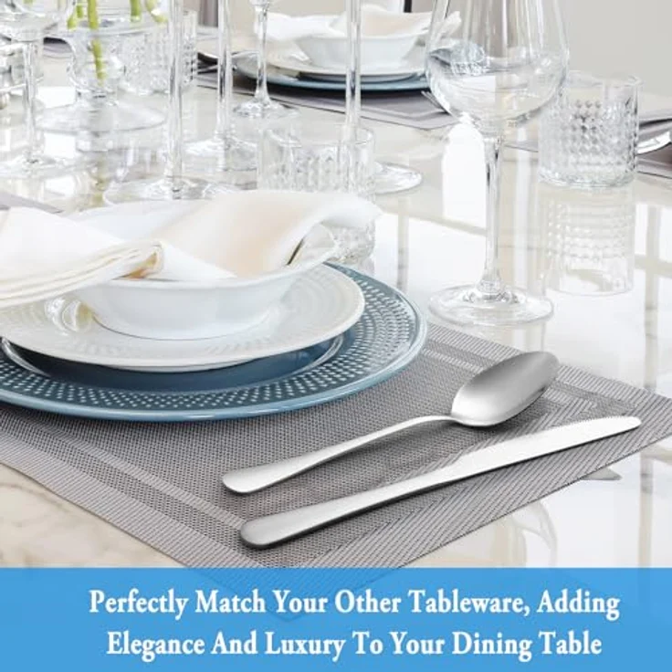 Teelöffel-Set, 16 Stück, 17 cm, Silber-Löffel, Premium-Lebensmittelqualität, 18 10 Edelstahl, langlebige Metall-Teelöffel, kleine Besteck-Löffel, Küchen-Löffel, Spiegel-Finish & spülmaschinenfest 6. 7'' silber – Bild 7