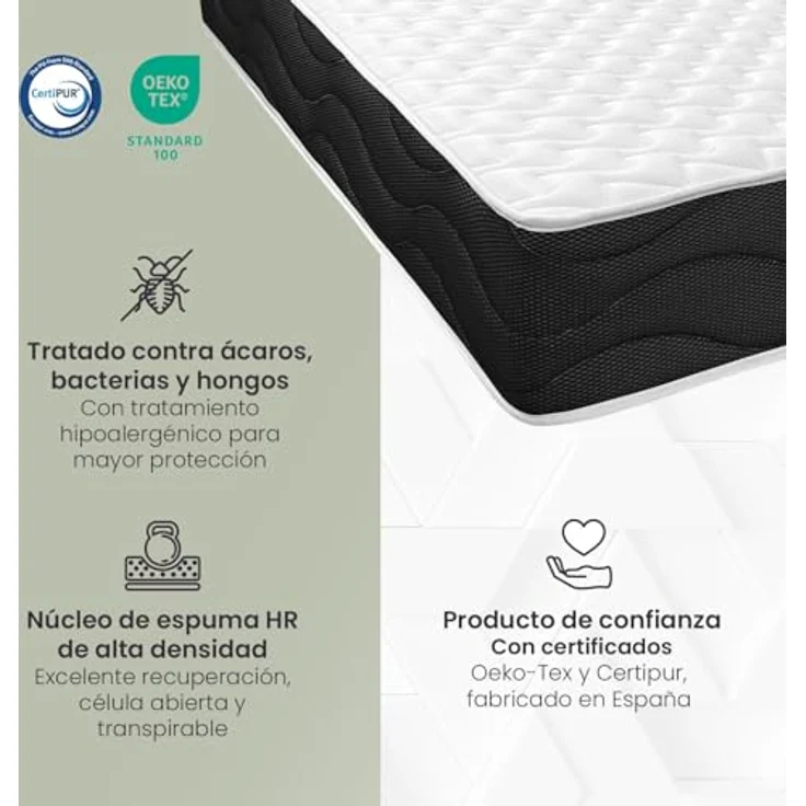 Homey Viskoelastische Matratze Sleep Pro wendbar (Winter-Sommer), Härtegrad mittel bis hoch, Dicke 30 cm, milbendicht, antibakteriell und hypoallergen, 105x190 cm – Bild 8