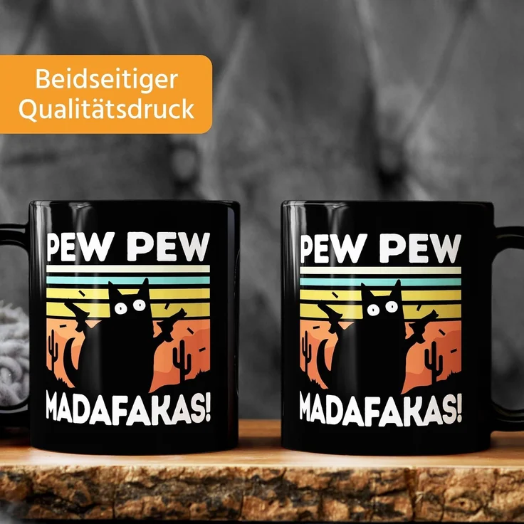 MoonWorks Tasse Kaffee-Tasse mit Spruch Pew Pew Madafakas! schwarze Katze Spruch Meme, Keramik – Bild 3