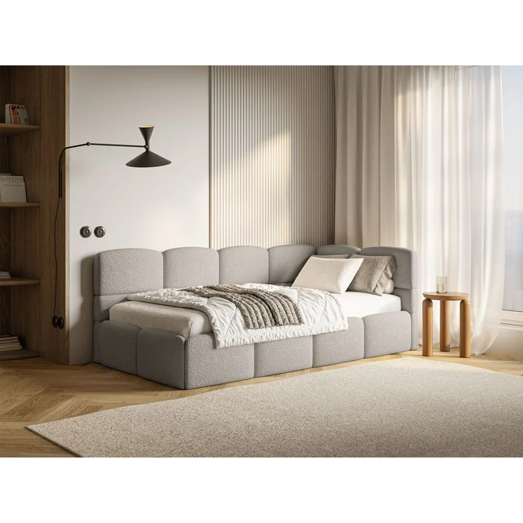 Selsey 'Cloudy' Jugendbett rechts, Rausfallschutz, Bouclé Greige, 90x200 cm – Bild 8