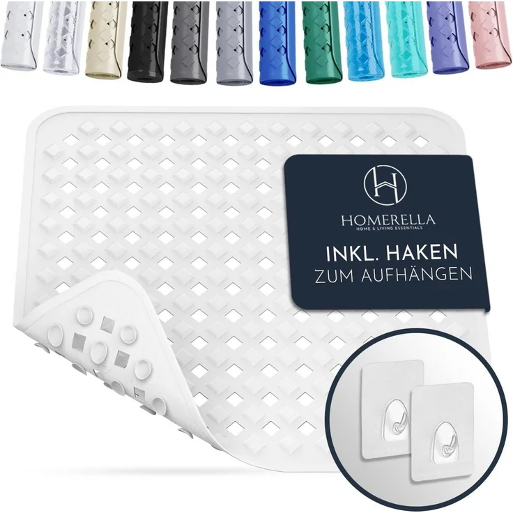 Homerella Duschmatte rutschfest Kinder - 100% BPA frei Inkl. 2 Haken zum Aufhängen 53x53cm, Antirutschmatte Dusche Baby hautintensiv & schimmelresistent, - Duscheinlage maschinenwaschbar – Bild 1