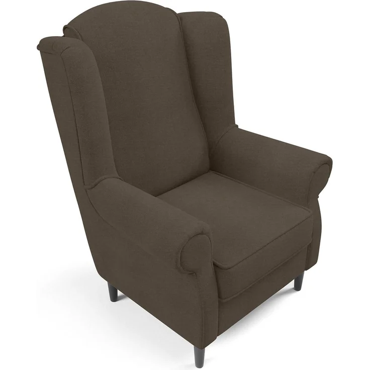 Sessel BAROS Ohrensessel, Armlehnen und ergonomische Rückenlehne, für Wohnzimmer hohe Rückenlehne Bonellfedern, schwarze Holzfüße - Stoff Alfa 08, 107 x 52 x 78 cm – Bild 2