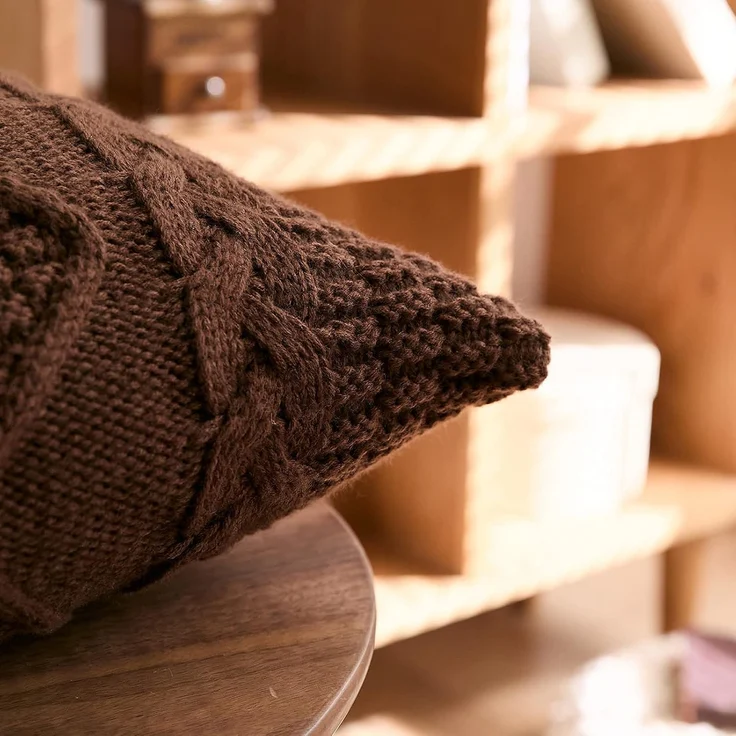 ABC Gestrickter Kissenbezug im Retro-Stil, dunkelgrau – Bild 5