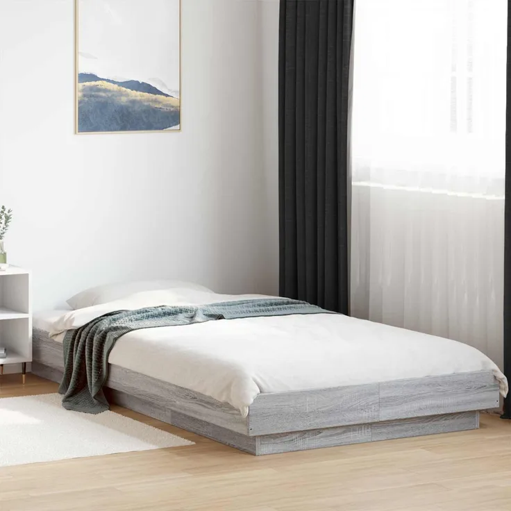 vidaXL Bodenbettgestell Grau Sonoma 80 x 210 cm Holzwerkstoff 3429703