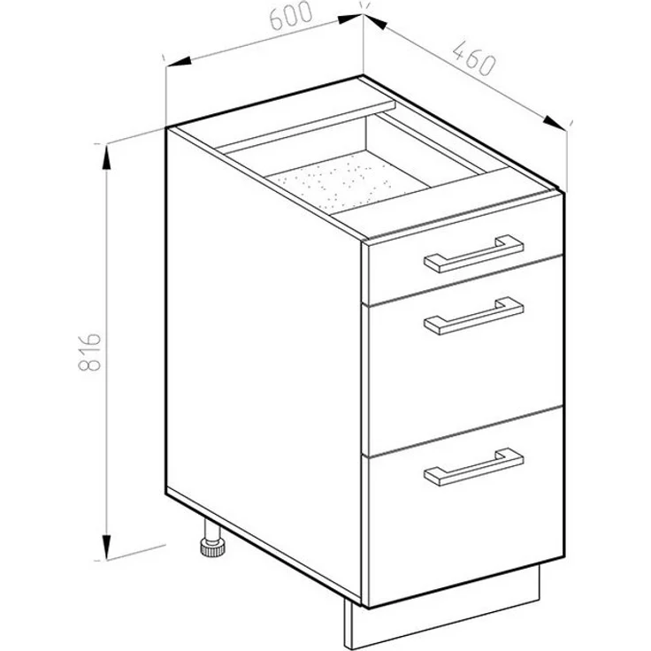 Küchenunterschrank R-Line Weiß Landhaus 60 cm mit Schubladen, ohne Arbeitsplatte Vicco – Bild 2