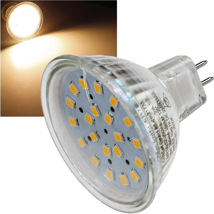 LED Strahler MR16 "H40 SMD"120°, 3000k, 330lm, 12V/3W, warmweiß – Bild 1