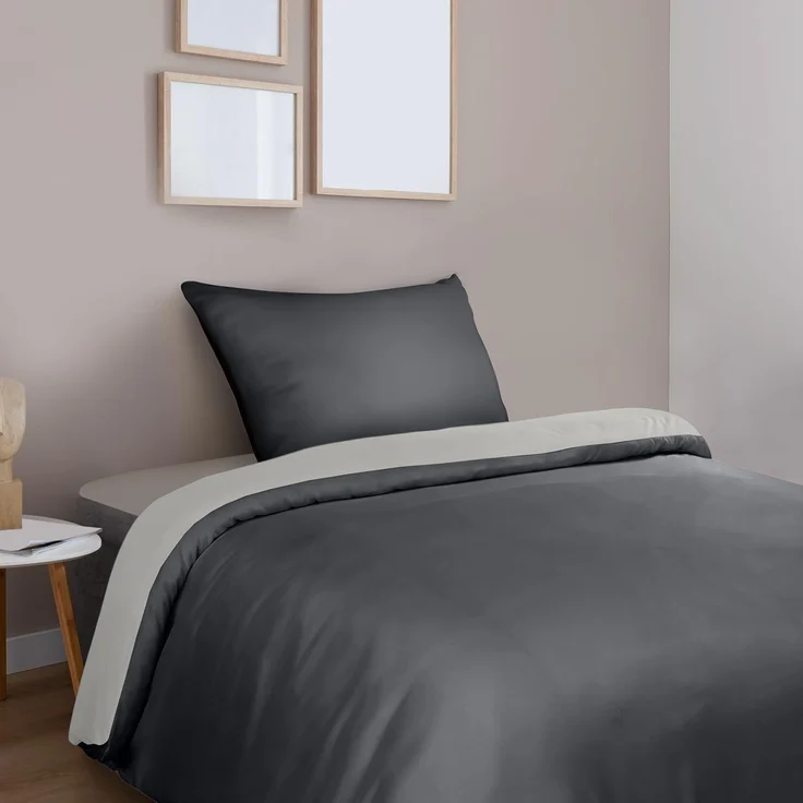 Utopia Bedding Bettwäsche 135x200 Set - Mikrofaser Bettbezug 135x200 cm + 1 Kissenbezug 50x75 cm - Dunkelgrau/Hellgrau – Bild 5