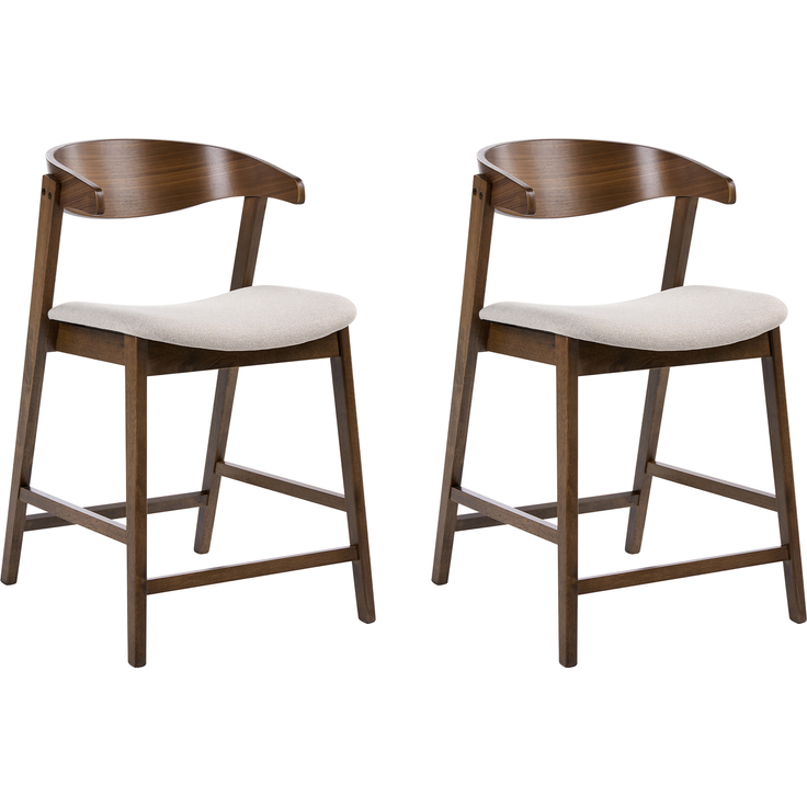 Set mit 2 Barstühlen LILLY Dunkelbraun Beige