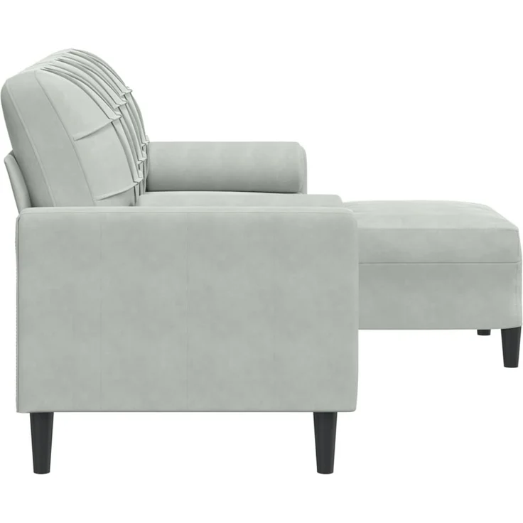vidaXL 3-Sitzer-Sofa mit Hocker Hellgrau 180 cm Samt 3278267 – Bild 4