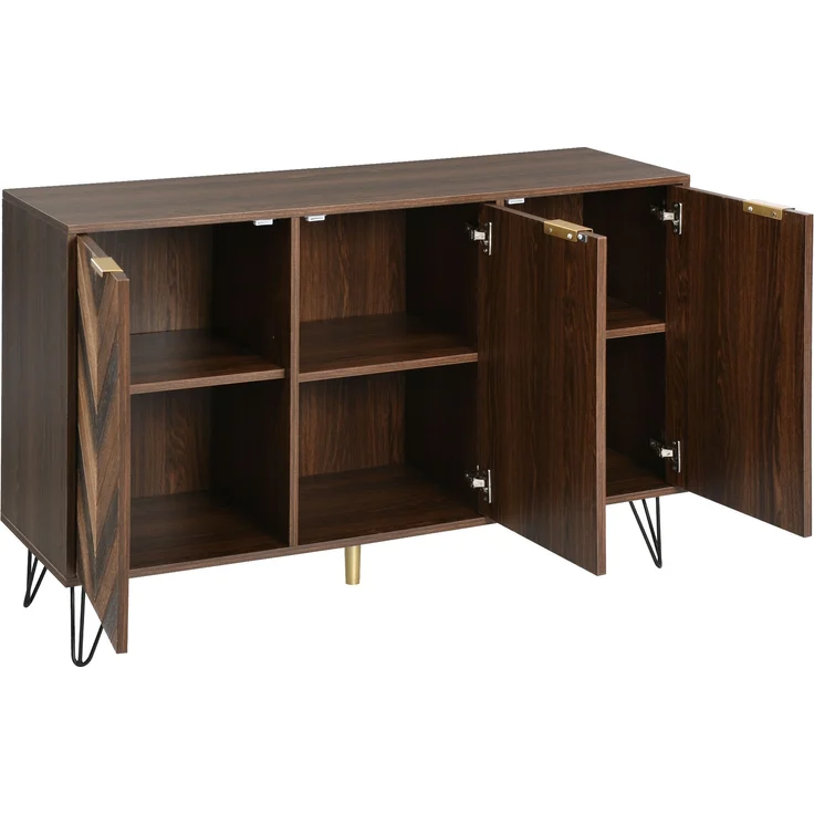 Sideboard aus Holzwerkstoff mit 3 Türen & Einlegeböden, 120x38x76,5 cm, Natural – Bild 8
