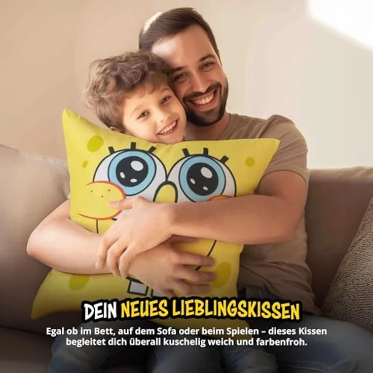 United Labels® Dekokissen Spongebob Schwammkopf Kissen Plüsch Zierkissen Kopfkissen 40x40 cm – Bild 3
