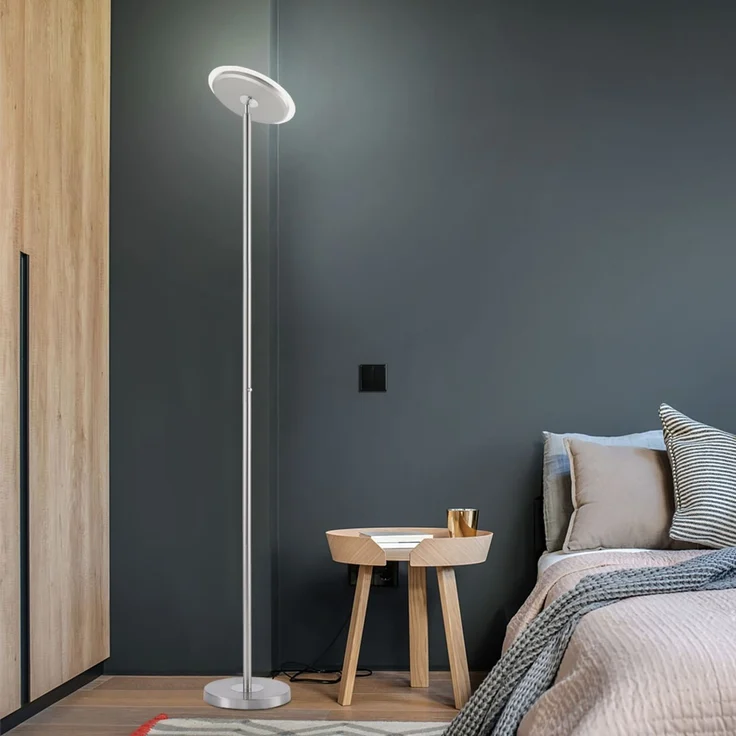 LED Deckenfluter, stahlfarben, Touchdimmer, Höhe 190 cm – Bild 2