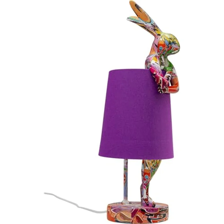 Kare Design Tischleuchte Animal Rabbit, Graffiti/Lila, Modern, Hasenleuchte, Tischlampe, Schlafzimmerlampe, Tiermotiv, kein Leuchtmittel enthalten, 50 x 17 x 20 cm (H/B/T) – Bild 6