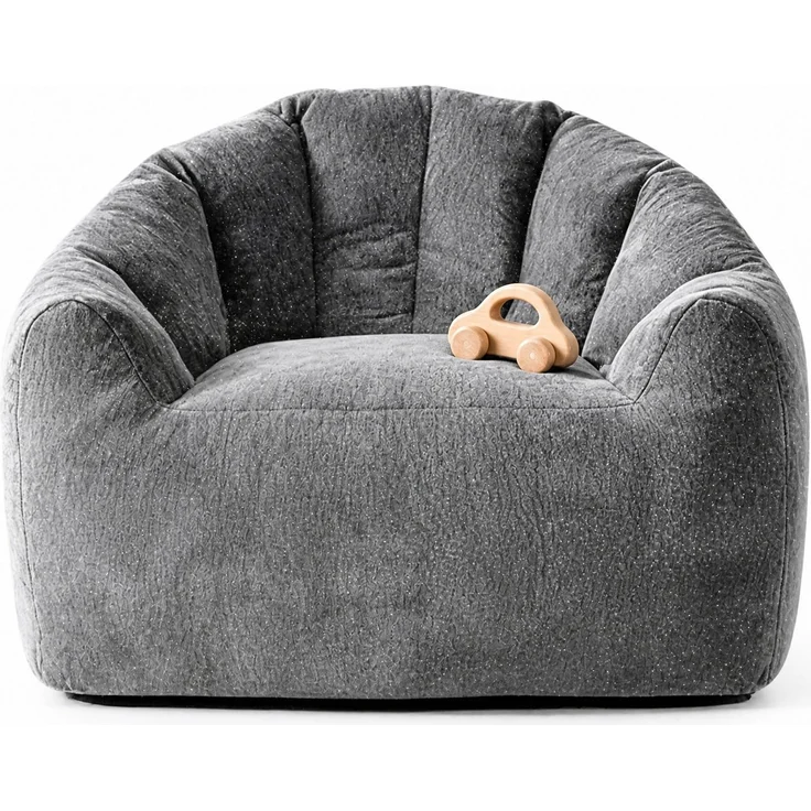 Sitzsack, Flanell, rund, mit ergonomischer Kontur & komprimierter Verpackung, 99x86,3x64,7 cm, Grau – Bild 5
