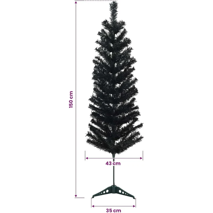 vidaXL Künstlicher schlanker Weihnachtsbaum 150 cm PVC und Stahl 42055251 – Bild 3
