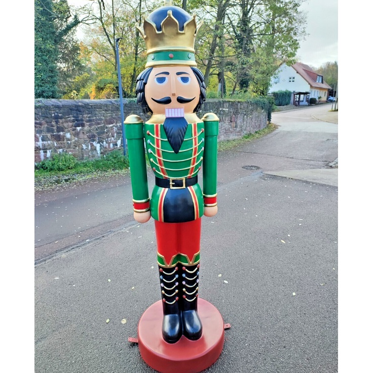 XXL Premium Nussknacker auf Standfuss 200 cm Garten Deko-Figur Weihnachtsmann gr – Bild 3