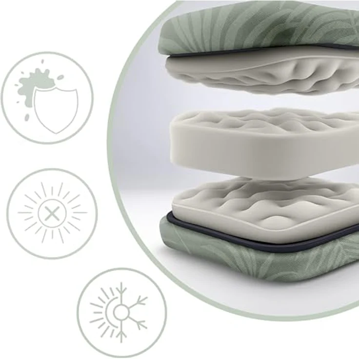 Sofotel Sonnenliege Klappbare Gartenliege Bis 120 kg Liegestuhl mit Kissen und Kopfstütze Grau Grün ChillWell Luxury 2 Stück – Bild 8