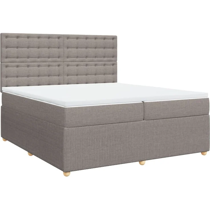vidaXL Boxspringbett mit Matratze Taupe 200x200 cm Stoff 3294481 – Bild 3