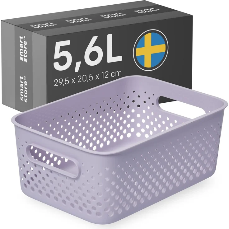 SmartStore Aufbewahrungskorb mit Griffen in lavendel 5,6L (29,5 x 20,5 x 12 cm) I Körbchen Aufbewahrung aus recyceltem Kunststoff I Essence M Aufbewahrungskorb I Aufbewahrungsboxen mit 10 Jahren Garantie