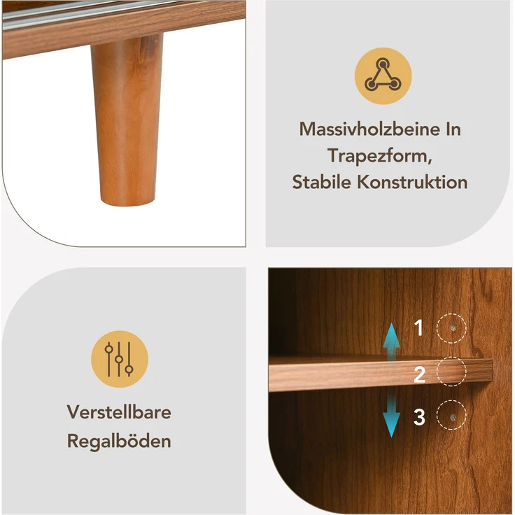 Flurschrank, 104x40x48 cm, Walnuss-Schuhschrank mit Rattantüren & verstellbaren Böden – Bild 8