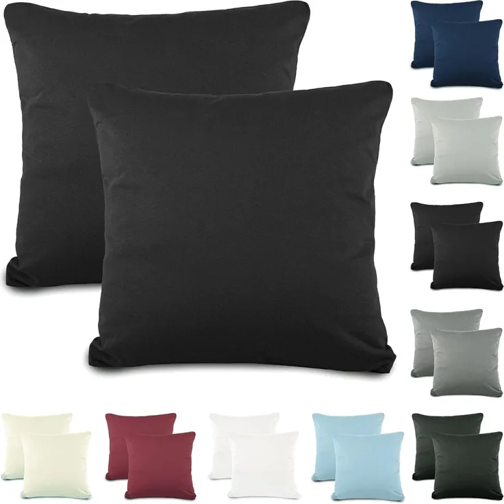 CelinaTex Kissenbezüge Active Kissenbezüge Kissenhüllen Jersey 2er Set 40x40cm schwarz