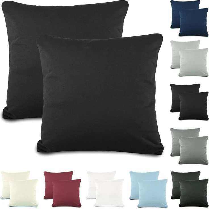 CelinaTex Kissenbezüge Active Kissenbezüge Kissenhüllen Jersey 2er Set 40x40cm schwarz