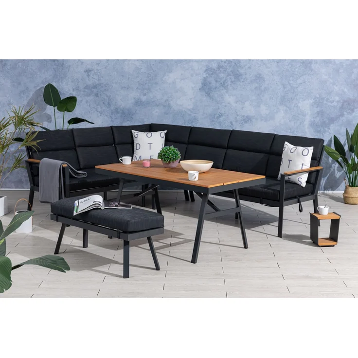 Gardissimo 'Nabari' Dining-Ecklounge mit Ecksofa, Bank & Tisch, Aluminium, Braun, Links – Bild 8