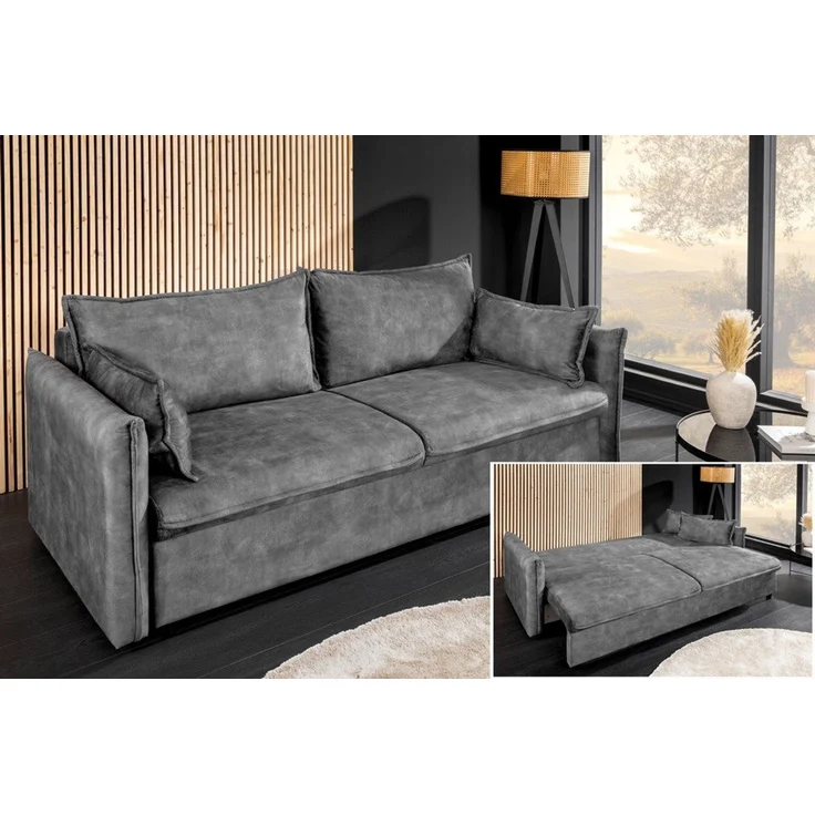riess-ambiente Schlafsofa APARTMENT 215cm beige · Samt, inkl. Kissen, inklusive Bettkasten, Einzelartikel 1 Teile, 3-Sitzer-Couch mit Bettfunktion - ideal für Wohn- oder Gästezimmer – Bild 1