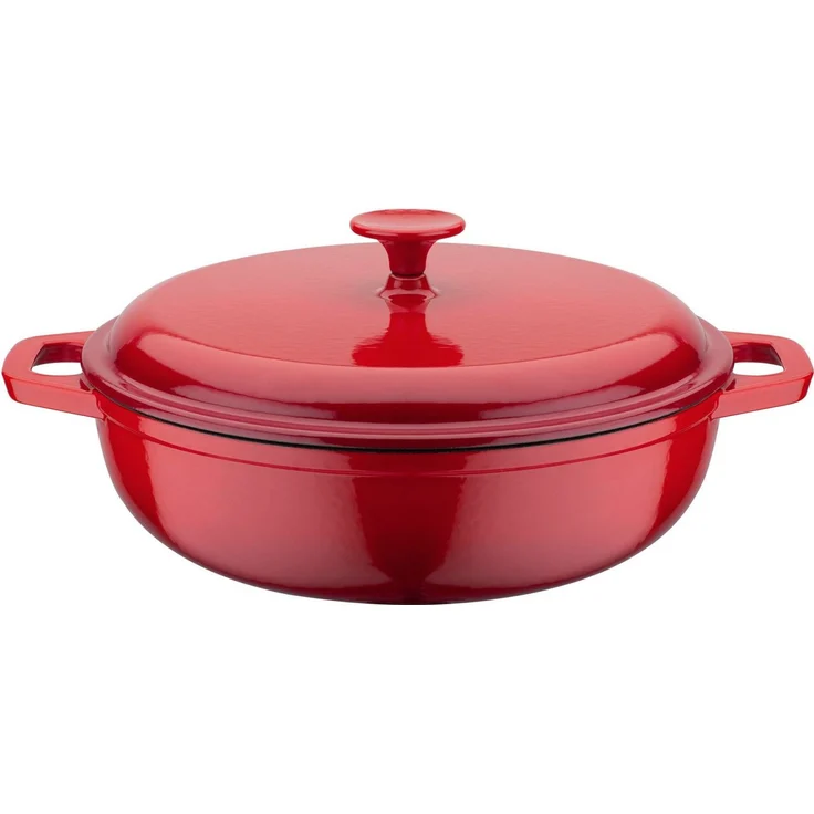 GSW Schmortopf Red Shadow, Gusseisen, Dunstzapfen im Deckel zum Garen im eigenen Saft, Induktion, Ø 30 cm – Bild 3