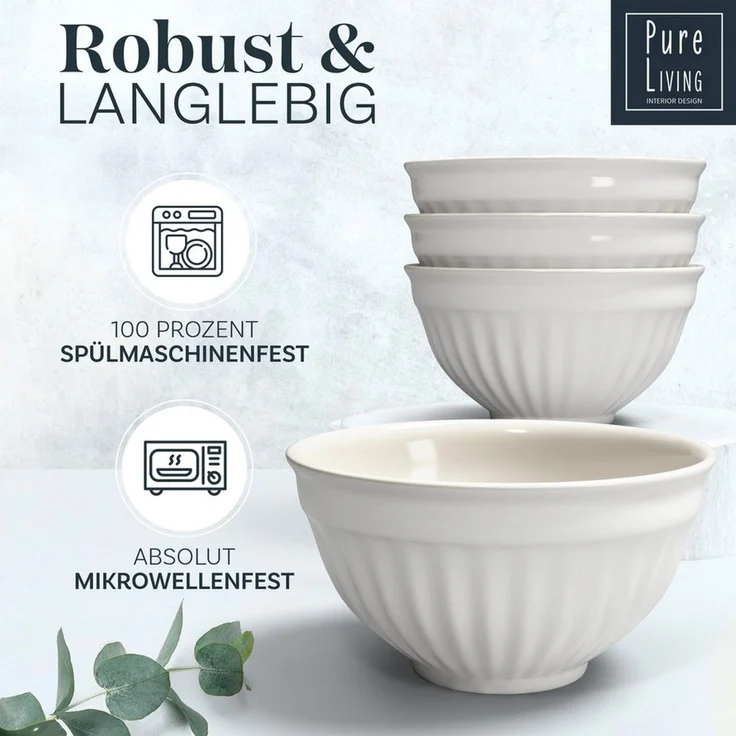 PURE LIVING INTERIOR DESIGN Geschirr-Set Hygge Becher, 6er-Set, 435 ml, Hellgrau Steingut (6-tlg), 6 Personen, Steingut – Bild 4
