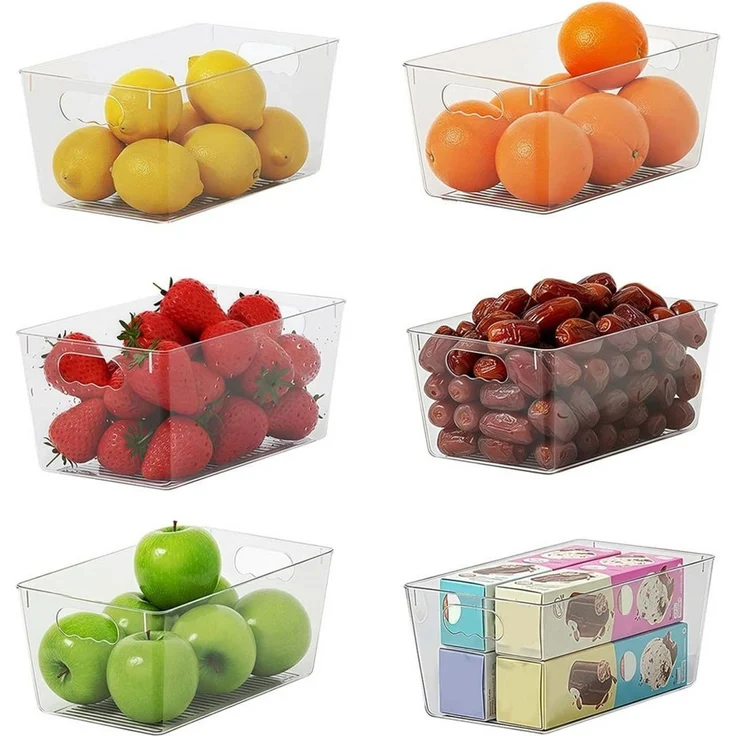 TUWENA Organizer Kühlschrank Organizer 6er Set, Stapelbare Küchen Organizer BPA Frei (6 St), Aufbewahrung Boxen für Einsatz in Kühlschränken, Schränken, Schubladen – Bild 1