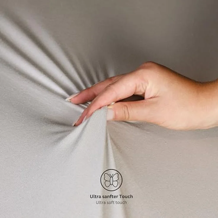Esprit Spannbettlaken PREMIUM Spannbettlaken, 95% Baumwolle, 5% Elasthan, Gummizug: rundum, (2 Stück), 100 x 200 cm - 2er Set in Grau – Bild 3