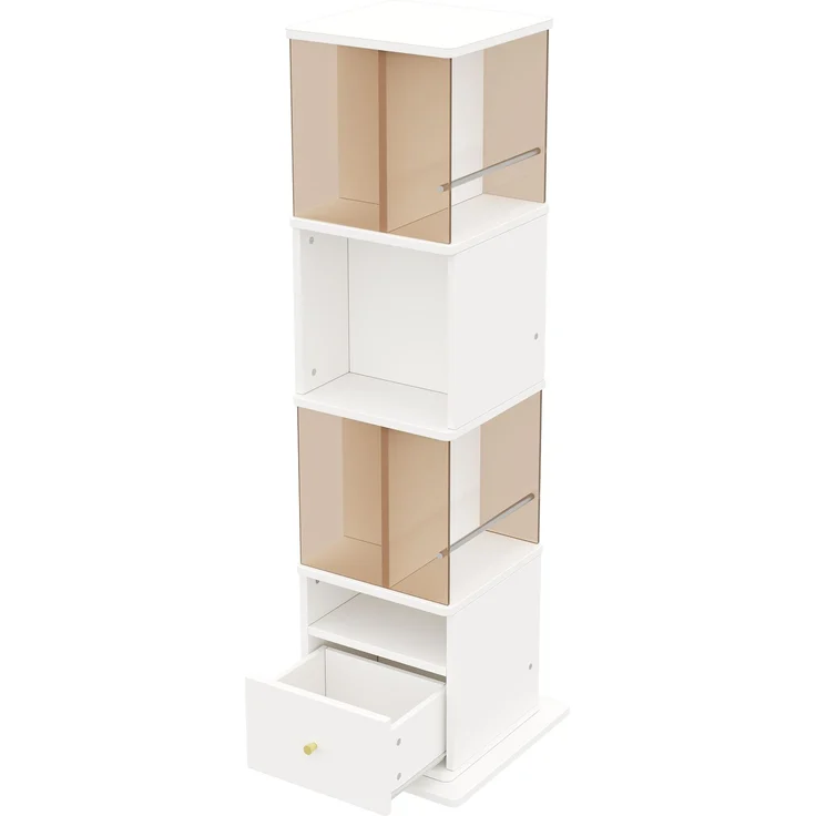 Drehbare Vitrine 50 x 50 x 160 cm aus MDF und braun getöntem Sicherheitsglas mit LED – Bild 6