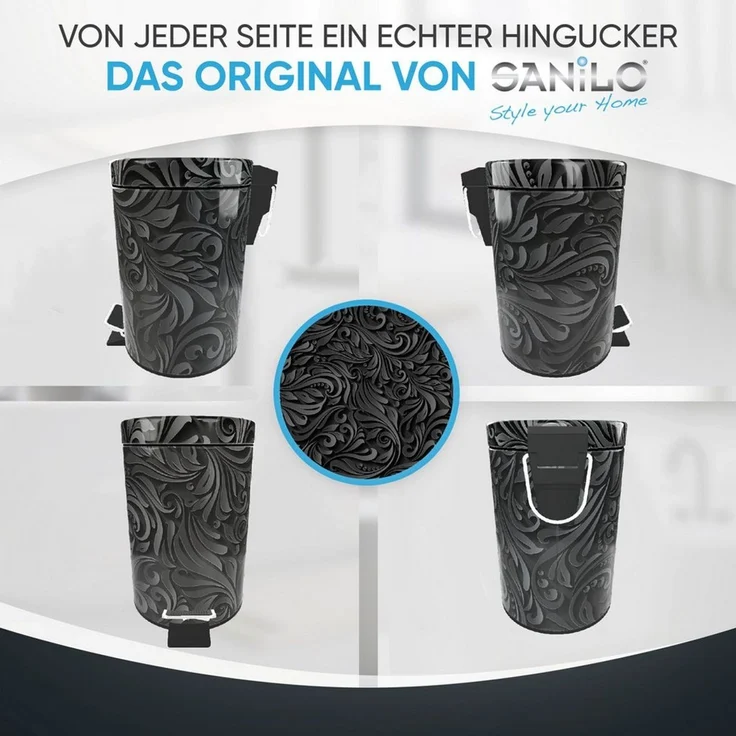 Sanilo Kosmetikeimer Floral, 3 Liter, Bad Mülleimer mit Absenkautomatik & Innenbehälter – Bild 3