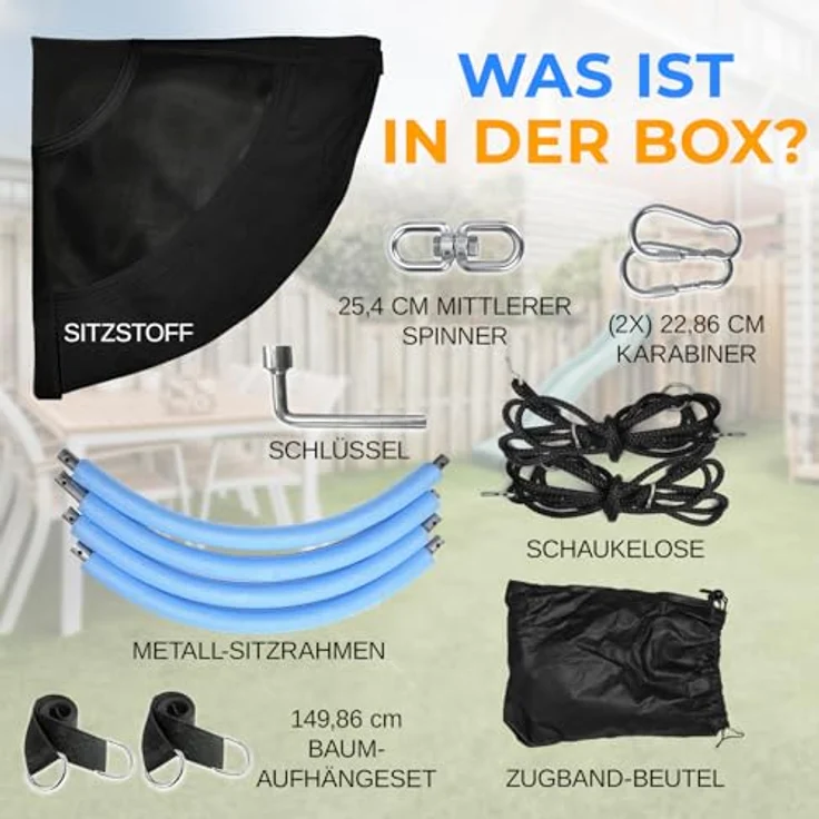 SereneLife Nestschaukel Schwarz 100 cm – Runde Hängeschaukel für Kinder & Erwachsene mit gepolstertem Rahmen & wetterfestem Stoff Für Garten & Zimmer, 270 kg tragbar, Spielspaß & Entspannung – Bild 7
