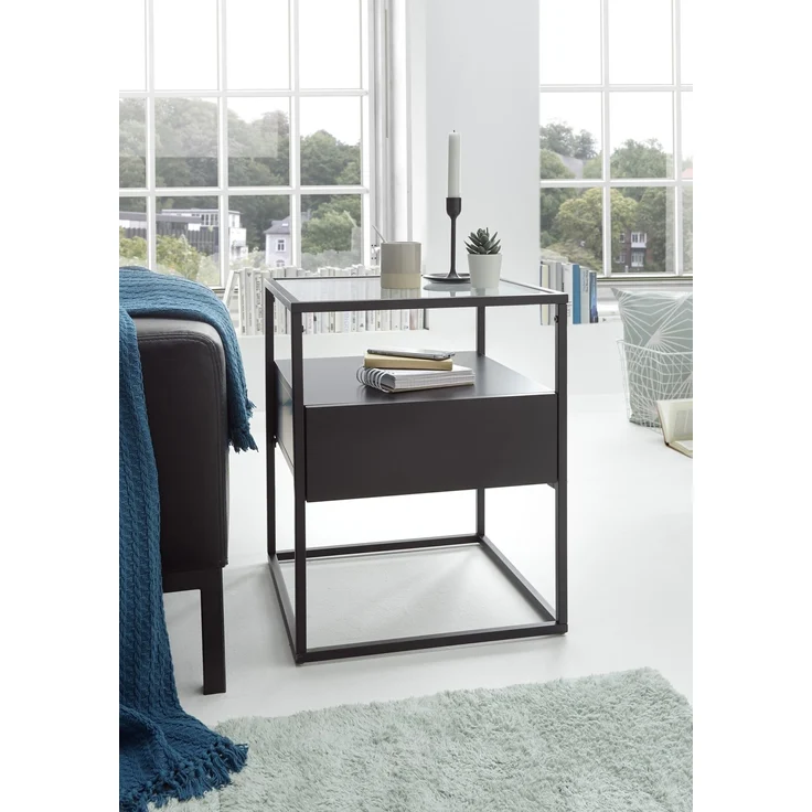 Beistelltisch >EVORA< in schwarz, Holzwerkstoff / Metall - 43x54x43cm (BxHxT) – Bild 2