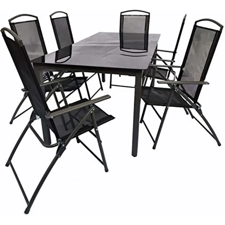 VCM Gartenmöbel-Set 189S 918159 Schwarz H. 105 x B. 189 x T. 90 cm