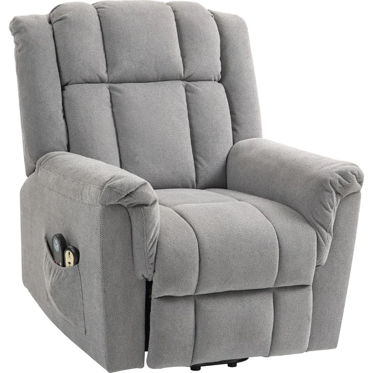 Wohnora-Powerlift-Sessel, Massagesessel mit Wärmefunktion, Polstersessel mit Fußstütze, Seitentasche, Stoffbezug, Dunkelgrau,H 1040cm x T 910cm x B 850cm – Bild 1