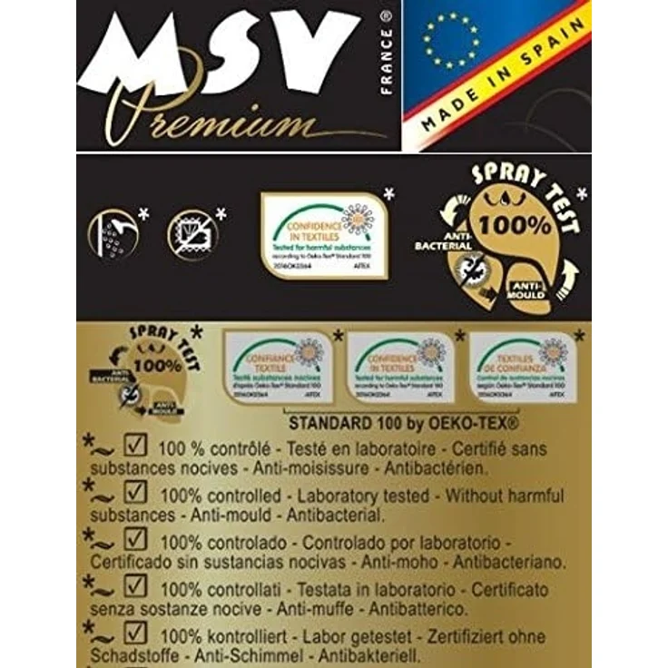 Cotexsa by MSV Premium Anti-Schimmel Textil Duschvorhang - Anti-Bakteriell, waschbar, 100% wasserdicht, mit 12 Duschvorhangringen - Polyester, „Calendo“ Weiß Blau 180x200cm – Made in Spain – Bild 4