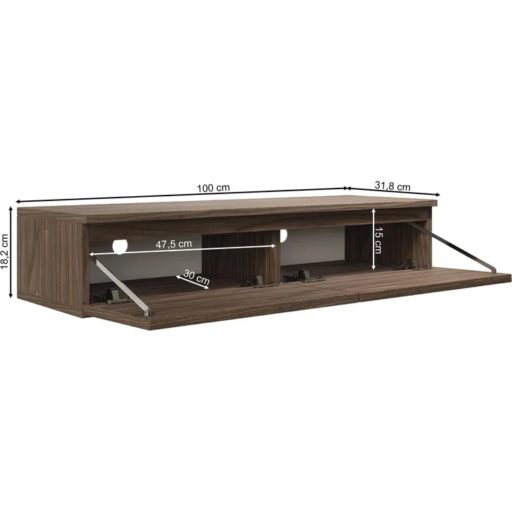 Selsey 'Bemmi Slim' - TV-Hängeboard 2-türig, Holzoptik Walnuss Wisconsin, 100 cm – Bild 5