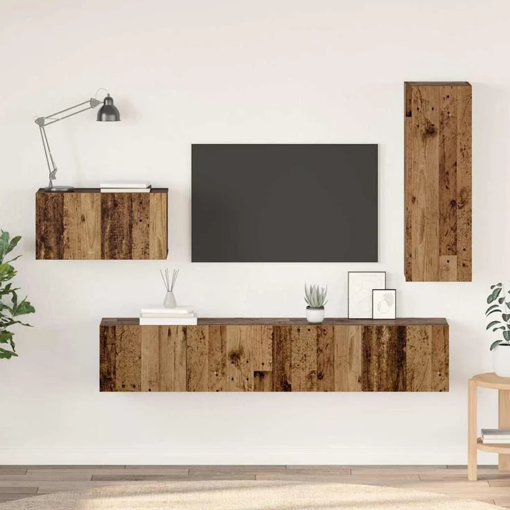 vidaXL TV-Schrankset 4 stk. 30,5 x 30 x 90 cm Altholz 3393261 – Bild 1
