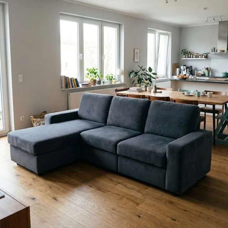 Ball & Cast Ecksofa Klein mit Stauraum, Moderne L-förmige und Umkehrbare Couch für Wohnzimmer, Schlafzimmer & Wohnung, Dunkelgrau – Bild 4